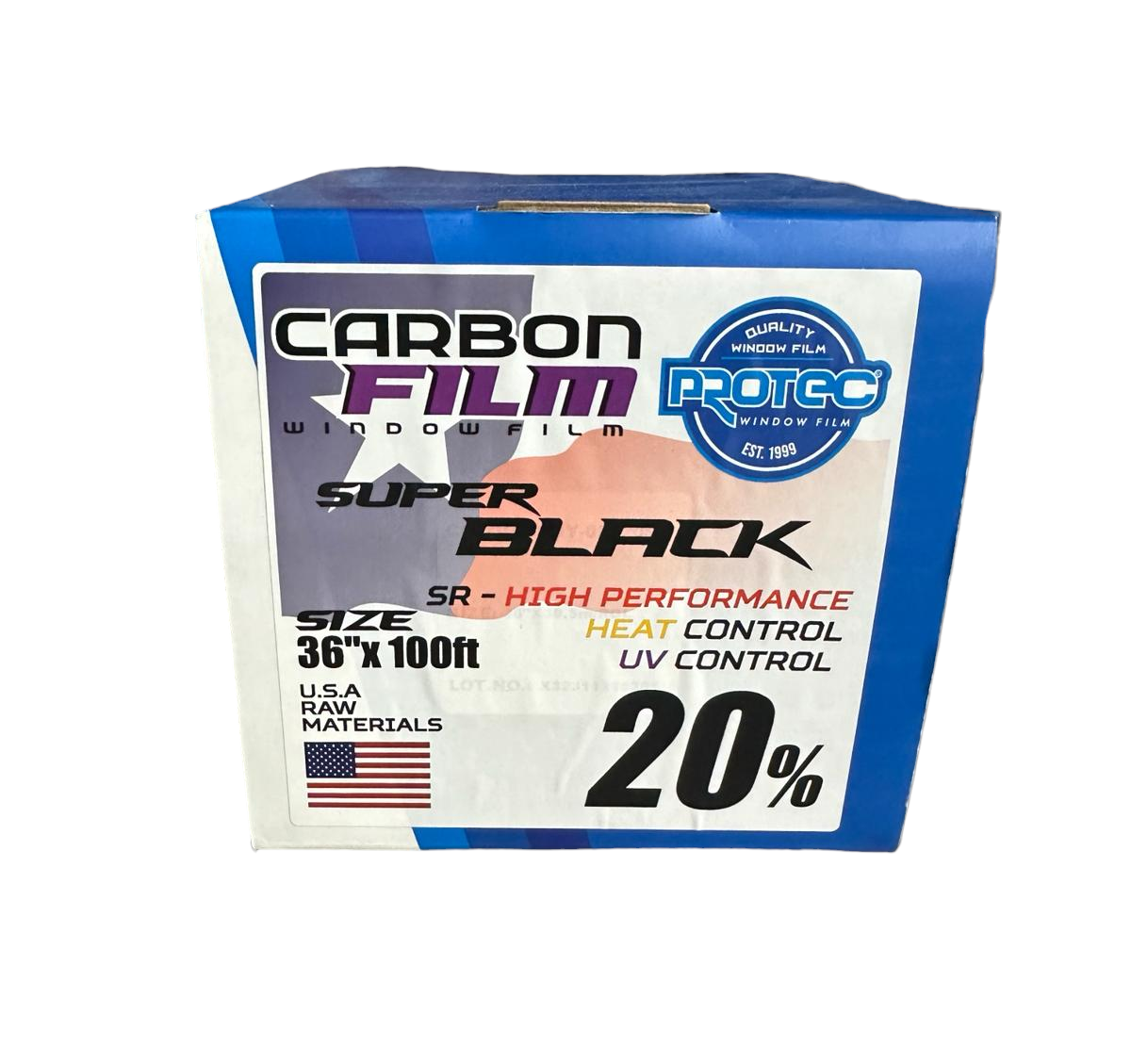 Carbon Super Black 20% High Performance 36"x100ft 2Ply PROTEC